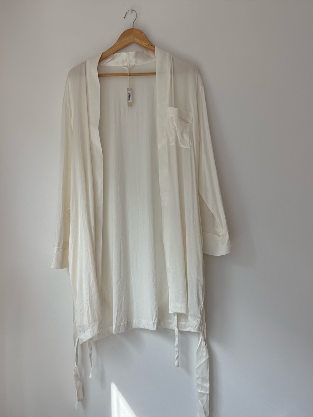 SKIMS Silk Bridal Marble Robe Off-White Cream "Mrs" Pocket S/M Bachelorette